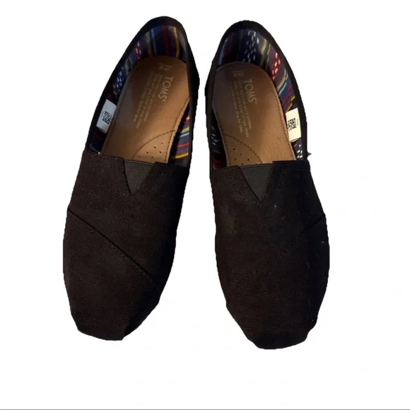 TOMS Shoes Women's Alpargata Classic Comfort Slip-On Canvas Flats Black Fabric 9 - Picture 3 of 14